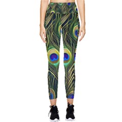 Peacock Pattern Pocket Leggings  by Maspions