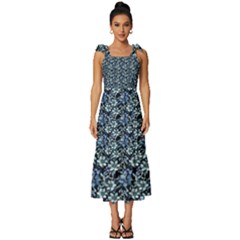 Blue Roses 1 Blue Roses 2 Tie-strap Tiered Midi Chiffon Dress by DinkovaArt