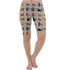 Cat Pattern Texture Animal Cropped Leggings  by Maspions