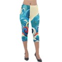 Waves Wave Ocean Sea Abstract Whimsical Lightweight Velour Capri Leggings  View1