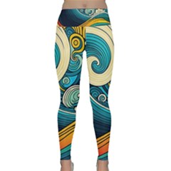 Waves Ocean Sea Abstract Whimsical Art Lightweight Velour Classic Yoga Leggings by Maspions