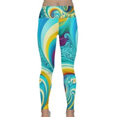 Abstract Waves Ocean Sea Whimsical Lightweight Velour Classic Yoga Leggings by Maspions