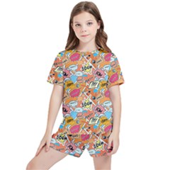 Pop Culture Abstract Pattern Kids  T-shirt And Sports Shorts Set by designsbymallika