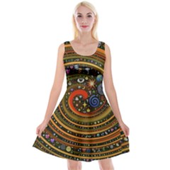 Swirl Vortex Emoji Cyclone Motion Art Reversible Velvet Sleeveless Dress by Paksenen