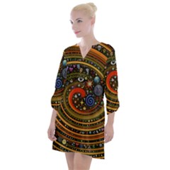 Swirl Vortex Emoji Cyclone Motion Art Open Neck Shift Dress by Paksenen