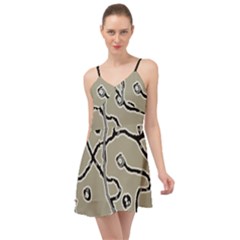 Sketchy Abstract Artistic Print Design Summer Time Chiffon Dress by dflcprintsclothing