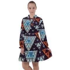 Fractal Triangle Geometric Abstract Pattern All Frills Chiffon Dress by Cemarart