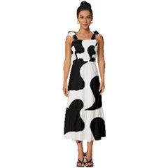 Cow Pattern Tie-strap Tiered Midi Chiffon Dress by Ket1n9