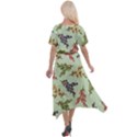 Berries Flowers Pattern Print Cross Front Sharkbite Hem Maxi Dress View2