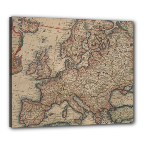 Old Vintage Classic Map Of Europe Canvas 24  X 20  (stretched) by Paksenen