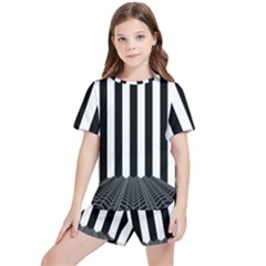 Stripes Geometric Pattern Digital Art Art Abstract Abstract Art Kids  T-shirt And Sports Shorts Set by Proyonanggan