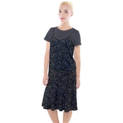 Midnight Blossom Elegance Black Backgrond Camis Fishtail Dress by dflcprintsclothing