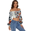 Abstract Drummer Long Sleeve Crinkled Weave Crop Top View3