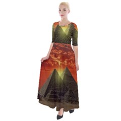 Pyramids Egypt Monument Landmark Sunrise Sunset Egyptian Half Sleeves Maxi Dress by Proyonanggan