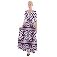 Illustration Ukrainian Folk Seamless Pattern Ornament Half Sleeves Maxi Dress by Proyonanggan