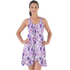 Purple Flowers 001 Show Some Back Chiffon Dress by DinkovaArt