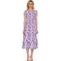 Purple Flowers 001 V-Neck Drawstring Shoulder Sleeveless Maxi Dress View1