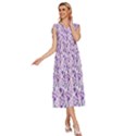 Purple Flowers 001 V-Neck Drawstring Shoulder Sleeveless Maxi Dress View3