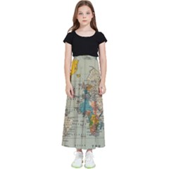 Vintage World Map Kids  Flared Maxi Skirt by Proyonanggan