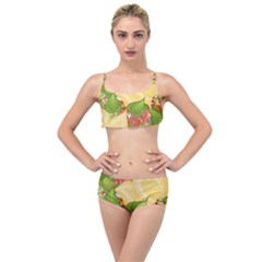 Pattern Texture Leaves Layered Top Bikini Set by Proyonanggan