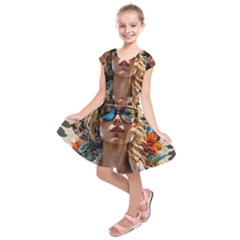 Colorful Model Kids  Short Sleeve Dress by Sparkle