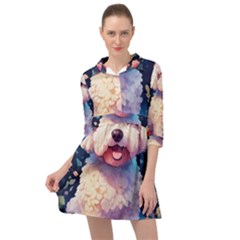 Cute Puppy With Flowers Mini Skater Shirt Dress by Sparkle