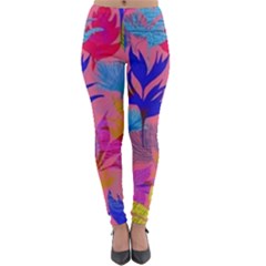 Pink And Blue Floral Lightweight Velour Leggings by Sparkle