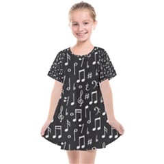 Chalk Music Notes Signs Seamless Pattern Kids  Smock Dress by Ravend