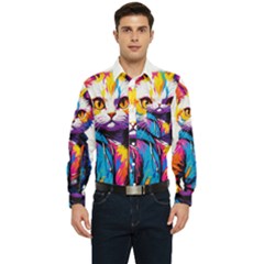 Wild Cat Men s Long Sleeve Pocket Shirt  by Sosodesigns19