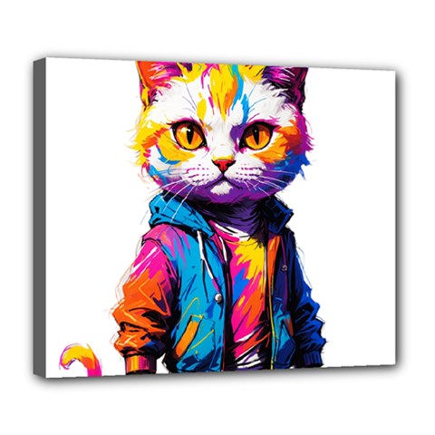 Wild Cat Deluxe Canvas 24  X 20  (stretched) by Sosodesigns19