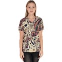 Paisley Print Musical Notes8 Women s V-Neck Scrub Top View1