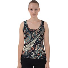 Paisley Print Musical Notes7 Velvet Tank Top by RiverRootz