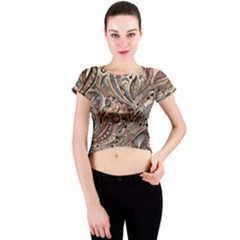 Paisley Print Musical Notes5 Crew Neck Crop Top by RiverRootz