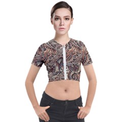 Paisley Print Musical Notes5 Short Sleeve Cropped Jacket by RiverRootz