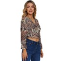 Paisley Print Musical Notes5 Long Sleeve V-Neck Top View3