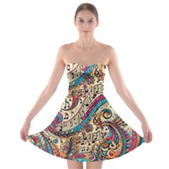 Paisley Print Musical Notes Strapless Bra Top Dress by RiverRootz