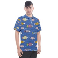 Sea Fish Blue Submarine Animals Patteen Men s Polo T-shirt by Maspions