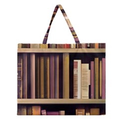 Books Bookshelves Office Fantasy Background Artwork Book Cover Apothecary Book Nook Literature Libra Zipper Large Tote Bag by Posterlux