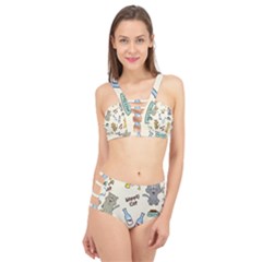 Happy Cats Pattern Background Cage Up Bikini Set by Grandong