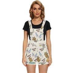 Happy Cats Pattern Background Short Overalls by Grandong