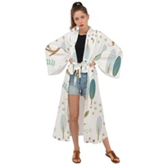 Pattern Sloth Woodland Maxi Kimono by Hannah976