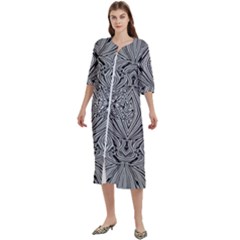 Black And White Pattern 1 Women s Cotton 3/4 Sleeve Nightgown by 2607694