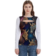 Pattern 5 Women s Cut Out Long Sleeve T-shirt by 2607694a