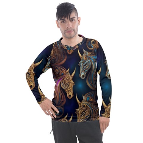 Pattern With Horses Men s Pique Long Sleeve T-shirt by 2607694a