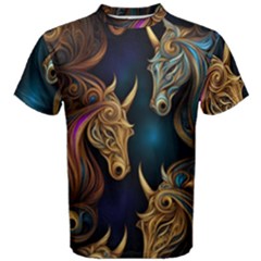 Pattern With Horses Men s Cotton T-shirt by 2607694a