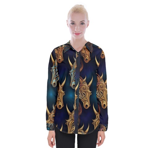 Pattern With Horses Womens Long Sleeve Shirt by 2607694a