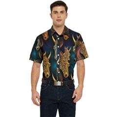 Pattern With Horses Men s Short Sleeve Pocket Shirt  by 2607694a