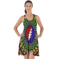 Grateful Dead Bear Pattern Show Some Back Chiffon Dress by Maspions