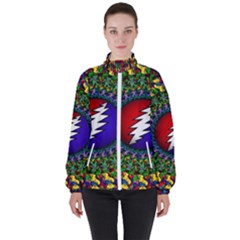 Grateful Dead Bear Pattern Women s High Neck Windbreaker by Maspions