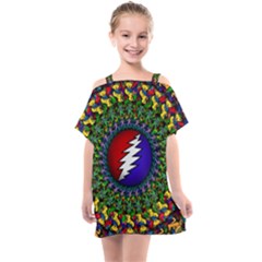 Grateful Dead Bear Pattern Kids  One Piece Chiffon Dress by Maspions